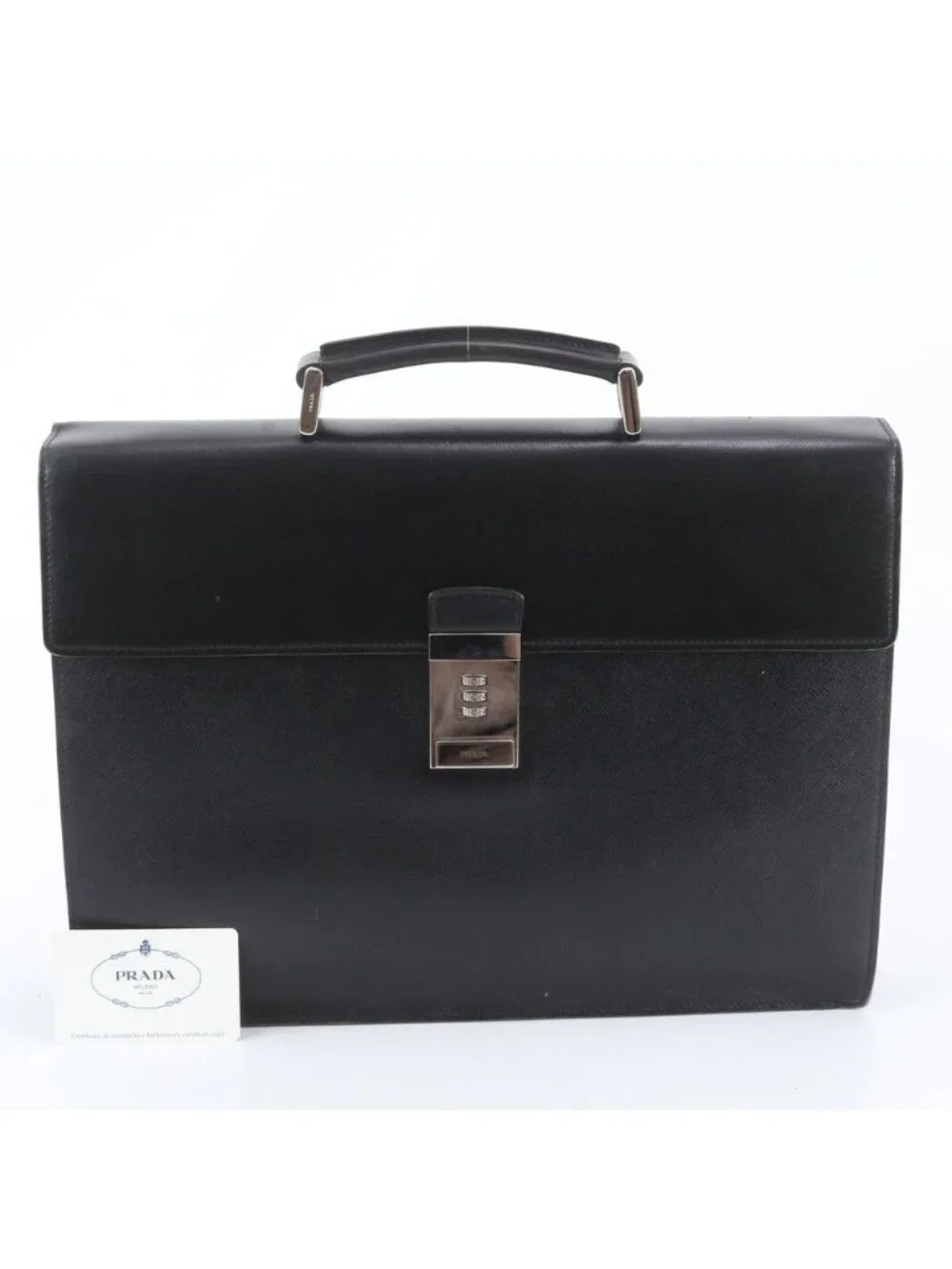 Prada Included Saffiano Leather Business Briefcase Tote